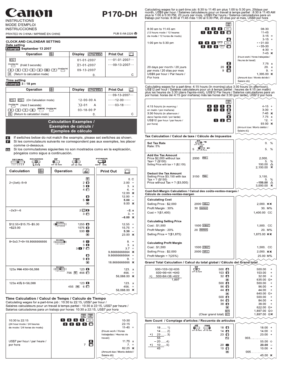 Canon P170-DH User Manual | 4 pages