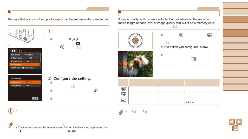 Red-eye correction, Changing movie image quality | Canon PowerShot SX600 HS User Manual | Page 35 / 163