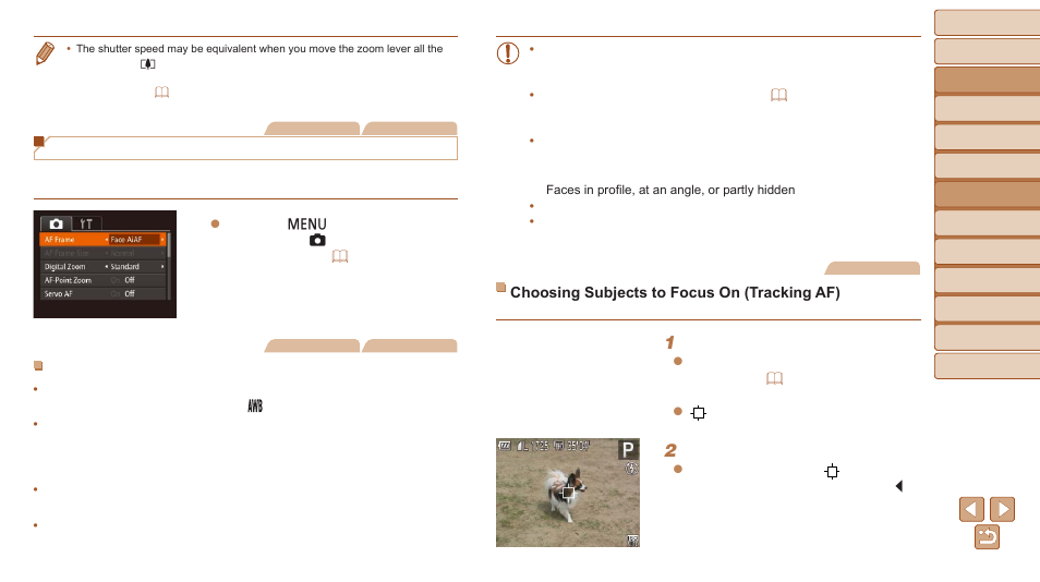 Changing the af frame mode | Canon PowerShot SX600 HS User Manual | Page 58 / 163