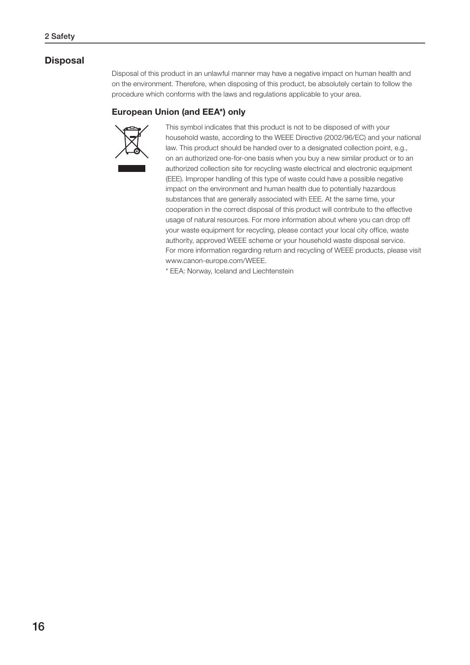 Disposal | Canon CR-2 PLUS AF User Manual | Page 16 / 54