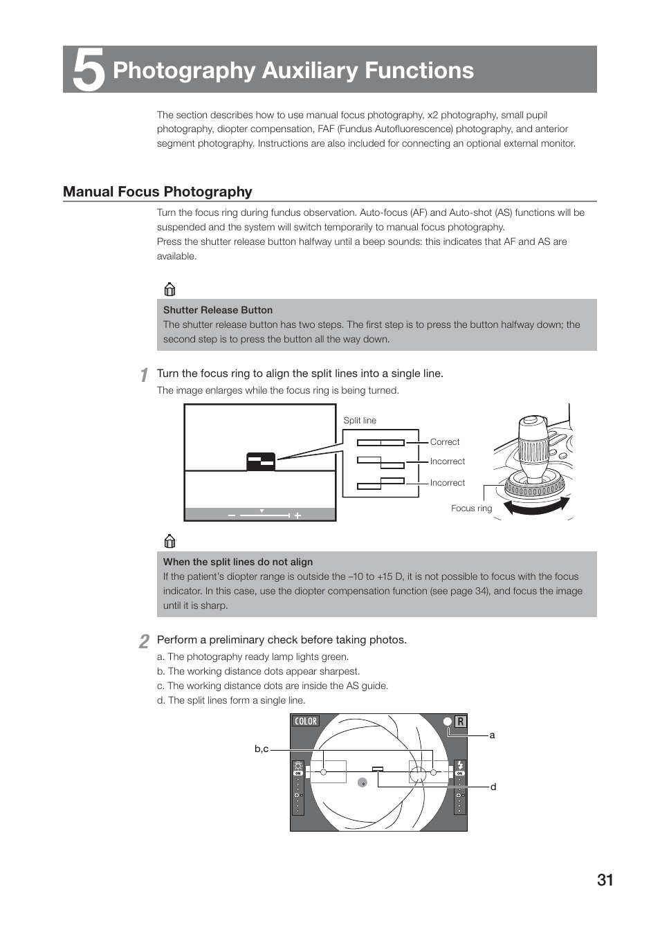 Photography auxiliary functions | Canon CR-2 PLUS AF User Manual | Page 31 / 54