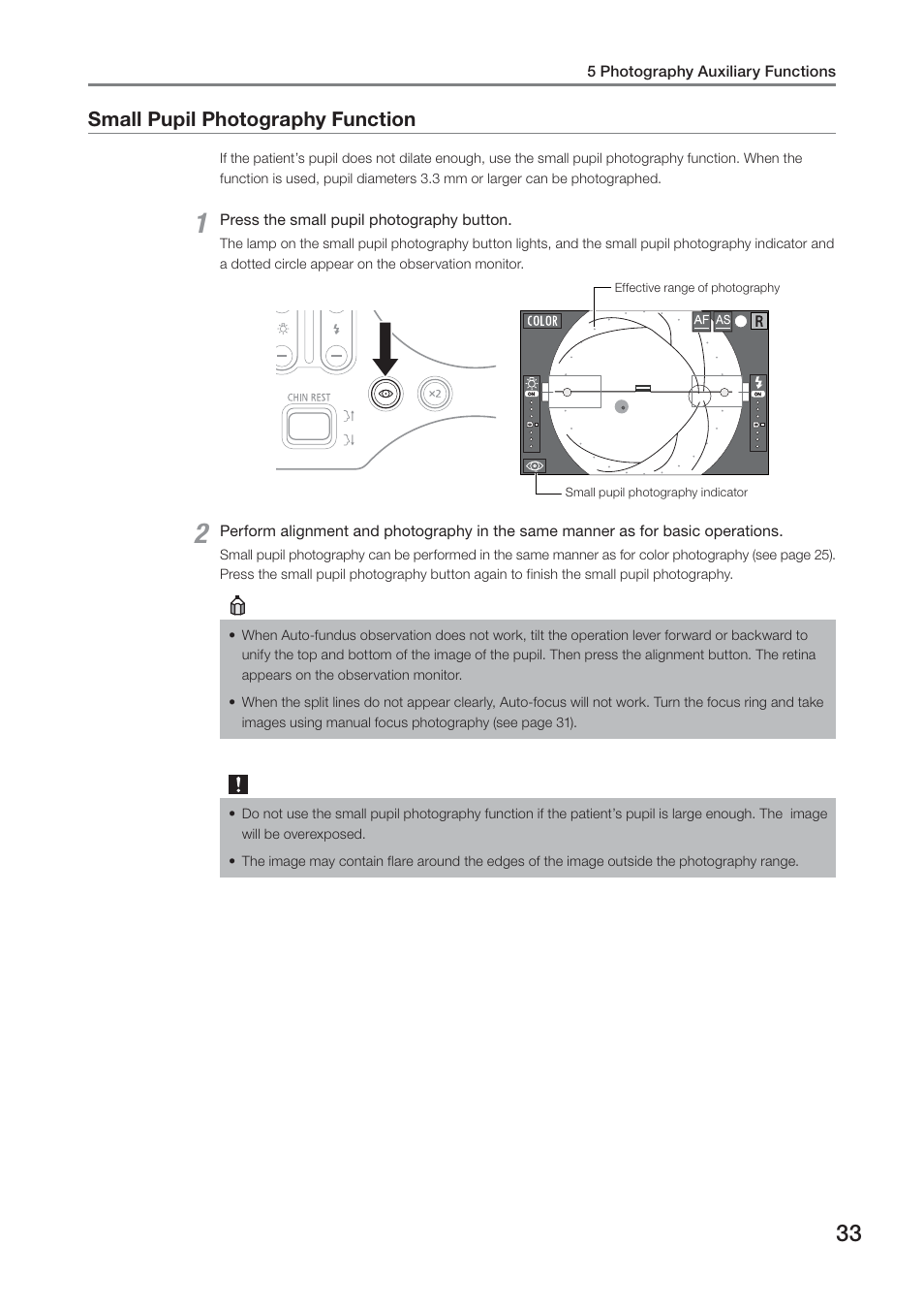 Small pupil photography function | Canon CR-2 PLUS AF User Manual | Page 33 / 54