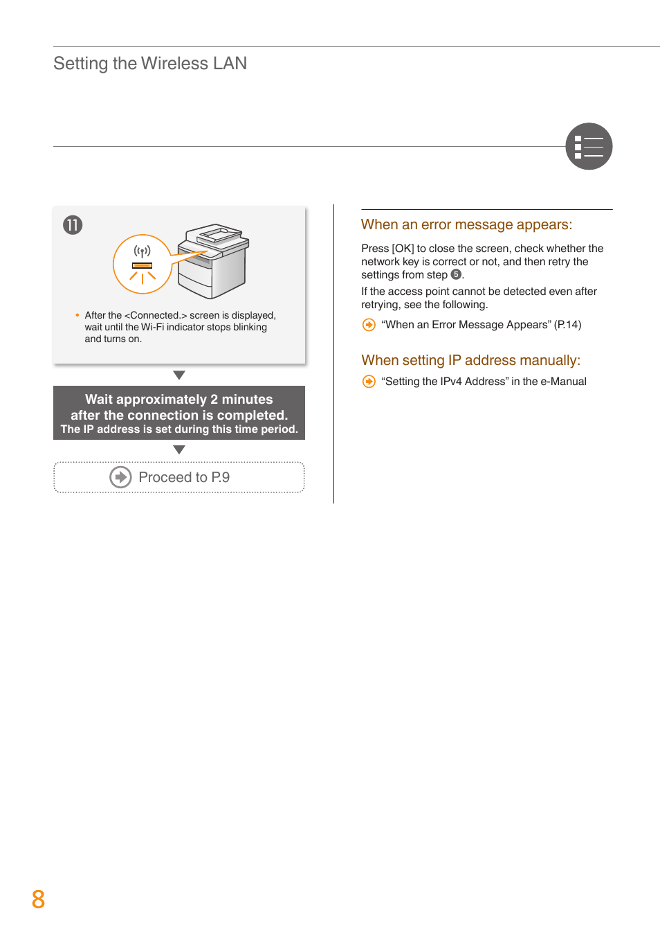 Setting the wireless lan | Canon imageCLASS MF4880dw User Manual | Page 8 / 24