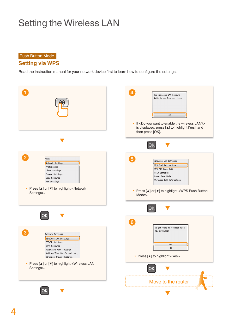 Setting the wireless lan | Canon Color imageCLASS MF8280Cw User Manual | Page 4 / 24
