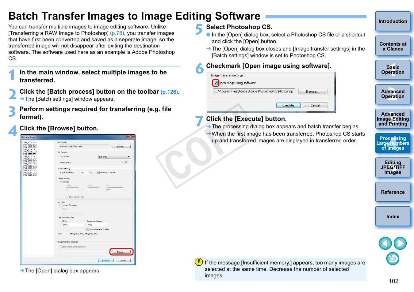 Batch transfer images to image editing software, P.102, Cop y | Canon EOS Rebel SL1 18-55mm IS STM Lens Kit User Manual | Page 103 / 152