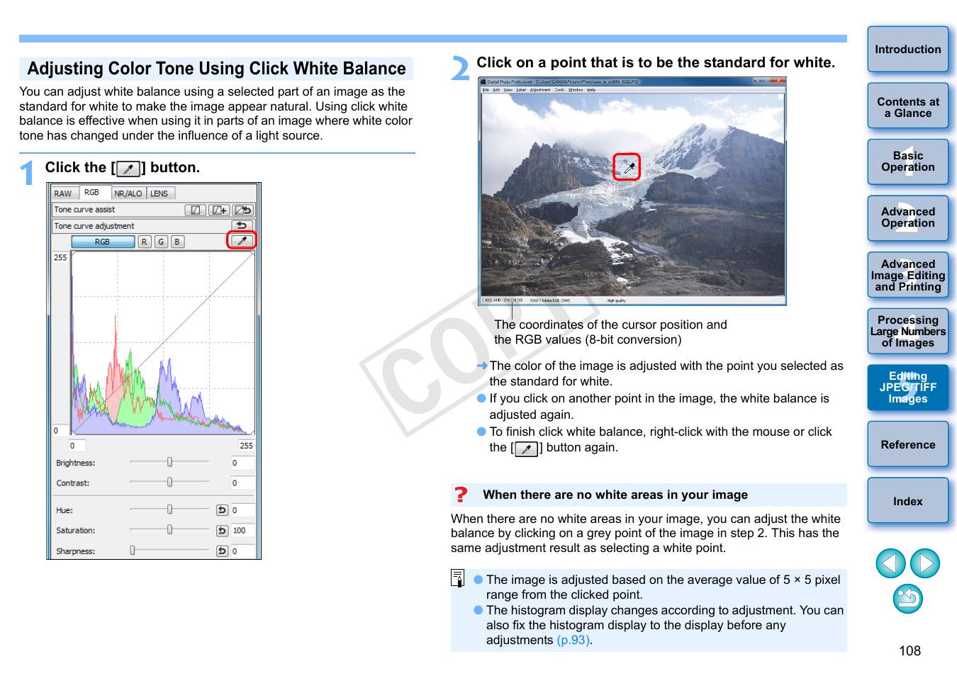 Adjusting color tone using click white balance, Cop y | Canon EOS Rebel SL1 18-55mm IS STM Lens Kit User Manual | Page 109 / 152