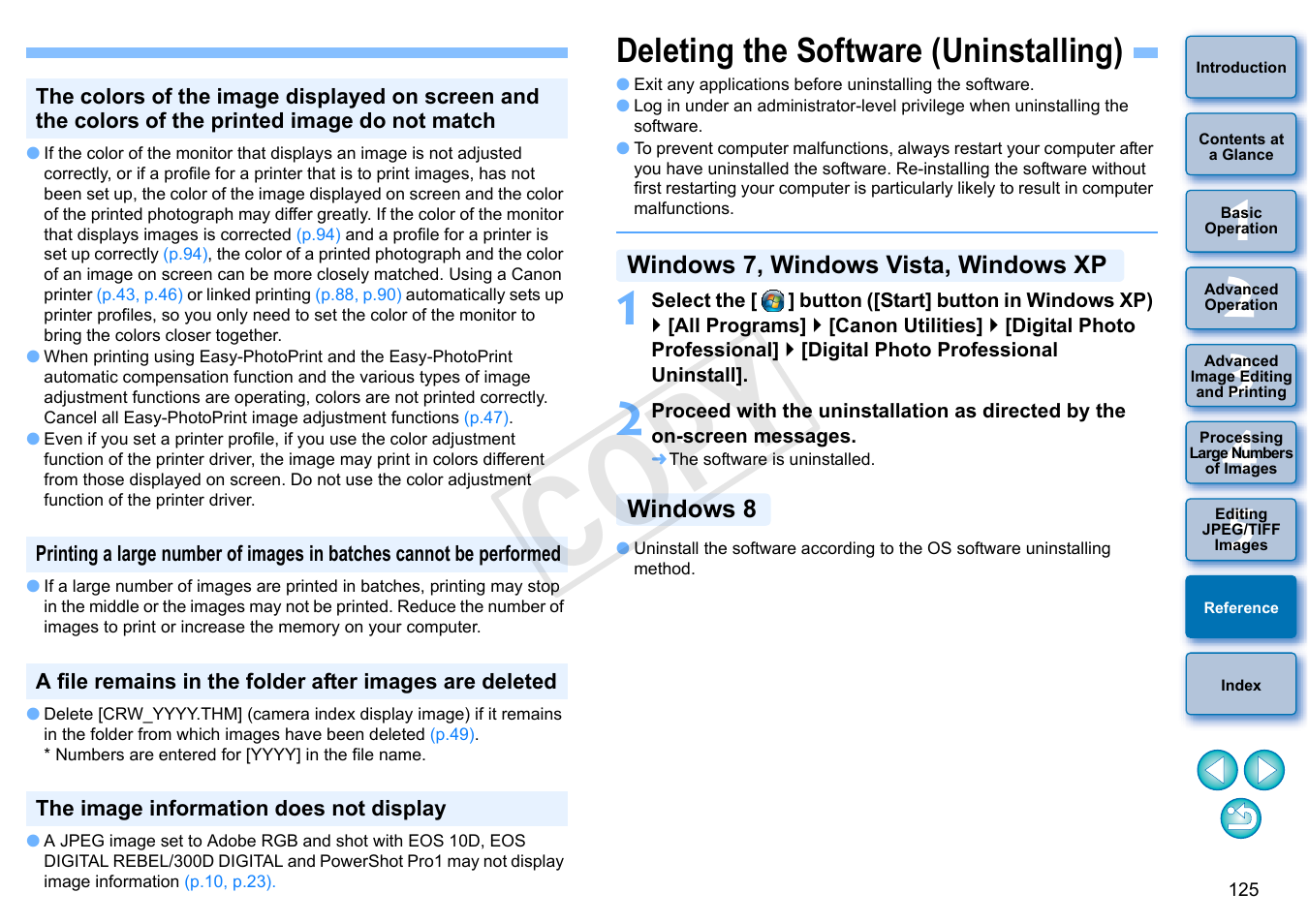 Deleting the software (uninstalling), Cop y | Canon EOS Rebel SL1 18-55mm IS STM Lens Kit User Manual | Page 126 / 152