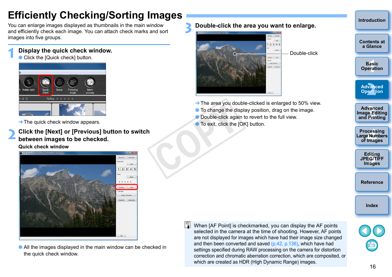 Efficiently checking/sorting images, P.16), Cop y | Canon EOS Rebel SL1 18-55mm IS STM Lens Kit User Manual | Page 17 / 152
