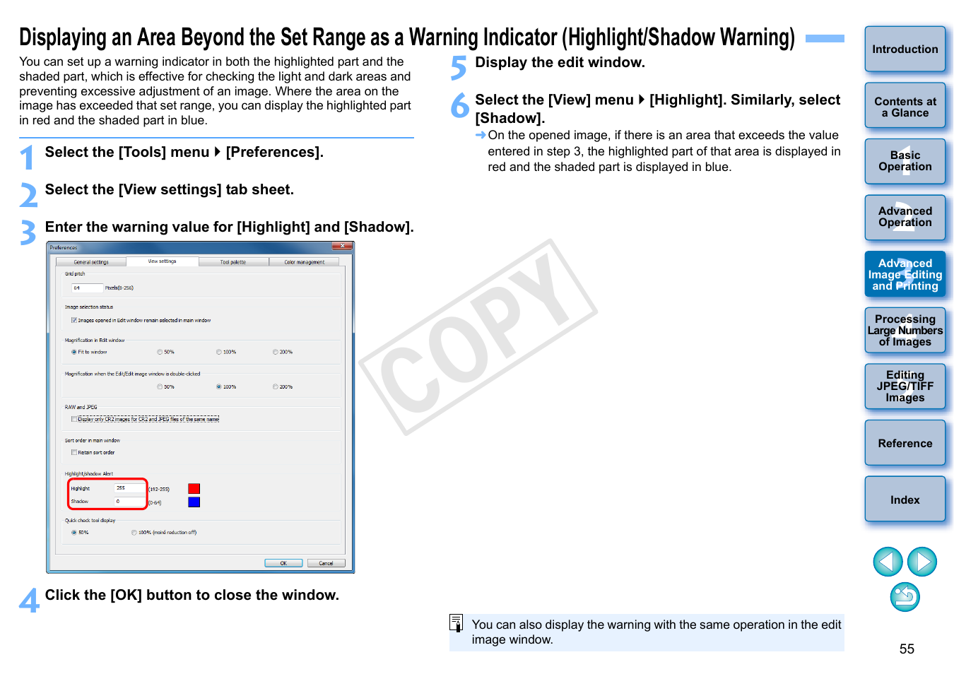 P.55, Cop y | Canon EOS Rebel SL1 18-55mm IS STM Lens Kit User Manual | Page 56 / 152