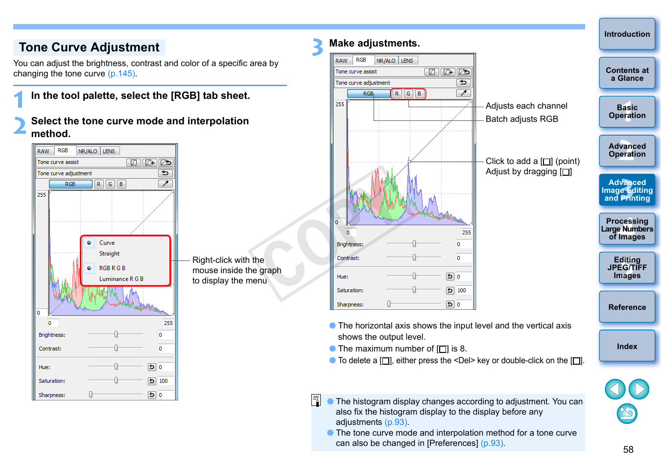Tone curve adjustment, Cop y | Canon EOS Rebel SL1 18-55mm IS STM Lens Kit User Manual | Page 59 / 152