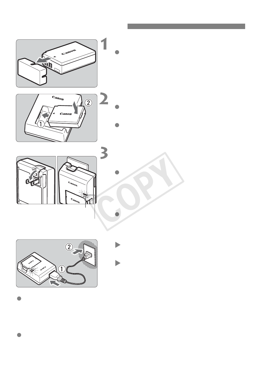 Charging the battery, Cop y | Canon EOS Rebel T5 18-55 IS II Kit User Manual | Page 22 / 116