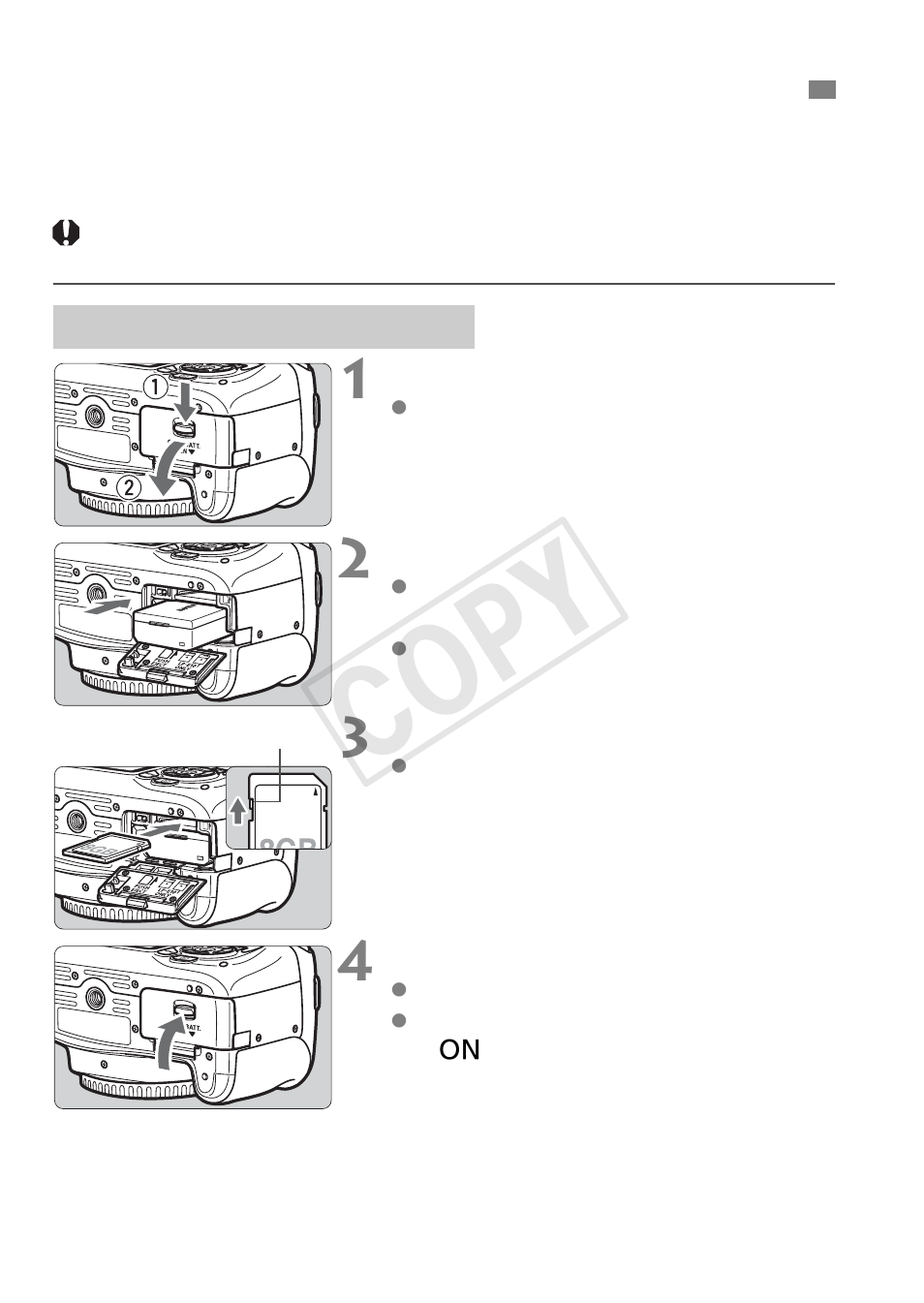 Installing and removing the battery and card, Cop y | Canon EOS Rebel T5 18-55 IS II Kit User Manual | Page 24 / 116