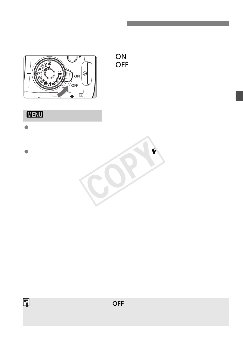 Turning on the power, Cop y | Canon EOS Rebel T5 18-55 IS II Kit User Manual | Page 27 / 116