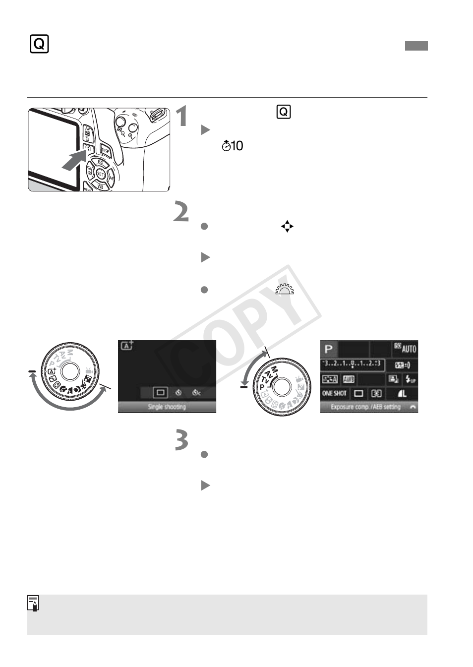 Q quick control for shooting functions, Cop y | Canon EOS Rebel T5 18-55 IS II Kit User Manual | Page 38 / 116