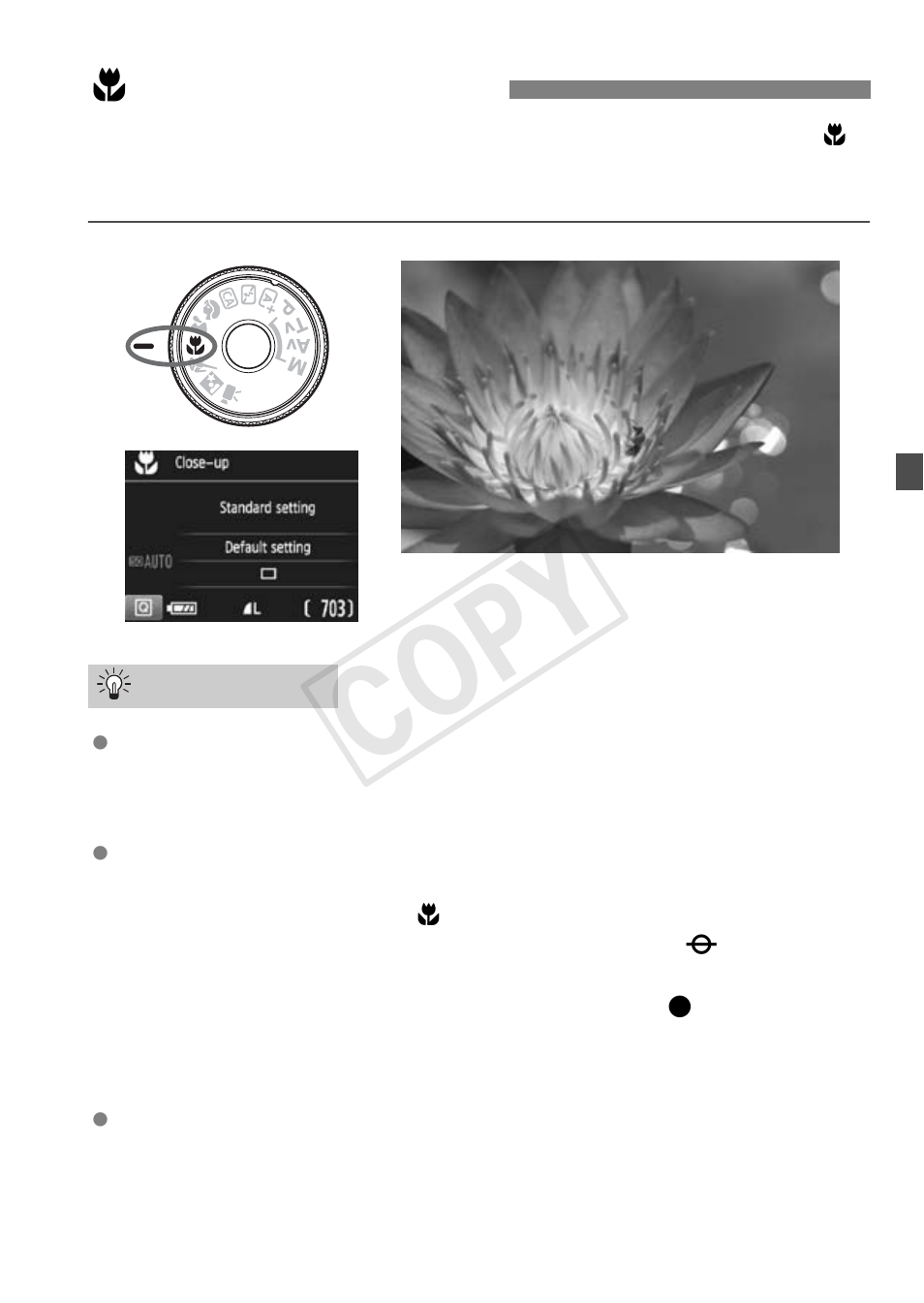 4 shooting close-ups, Cop y | Canon EOS Rebel T5 18-55 IS II Kit User Manual | Page 59 / 116