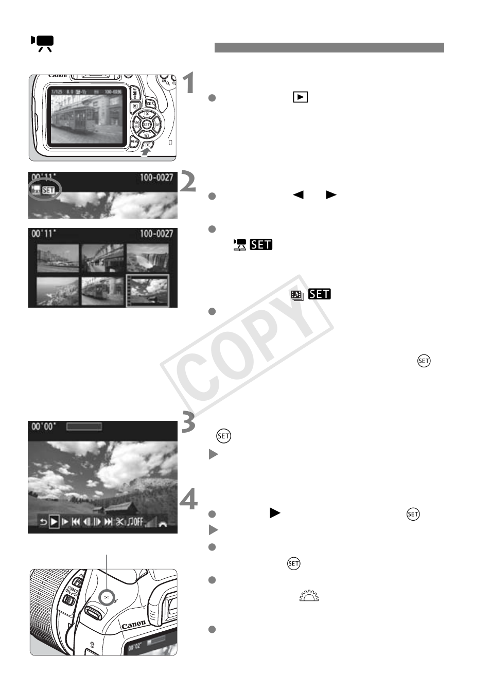 K playing movies, Cop y | Canon EOS Rebel T5 18-55 IS II Kit User Manual | Page 86 / 116