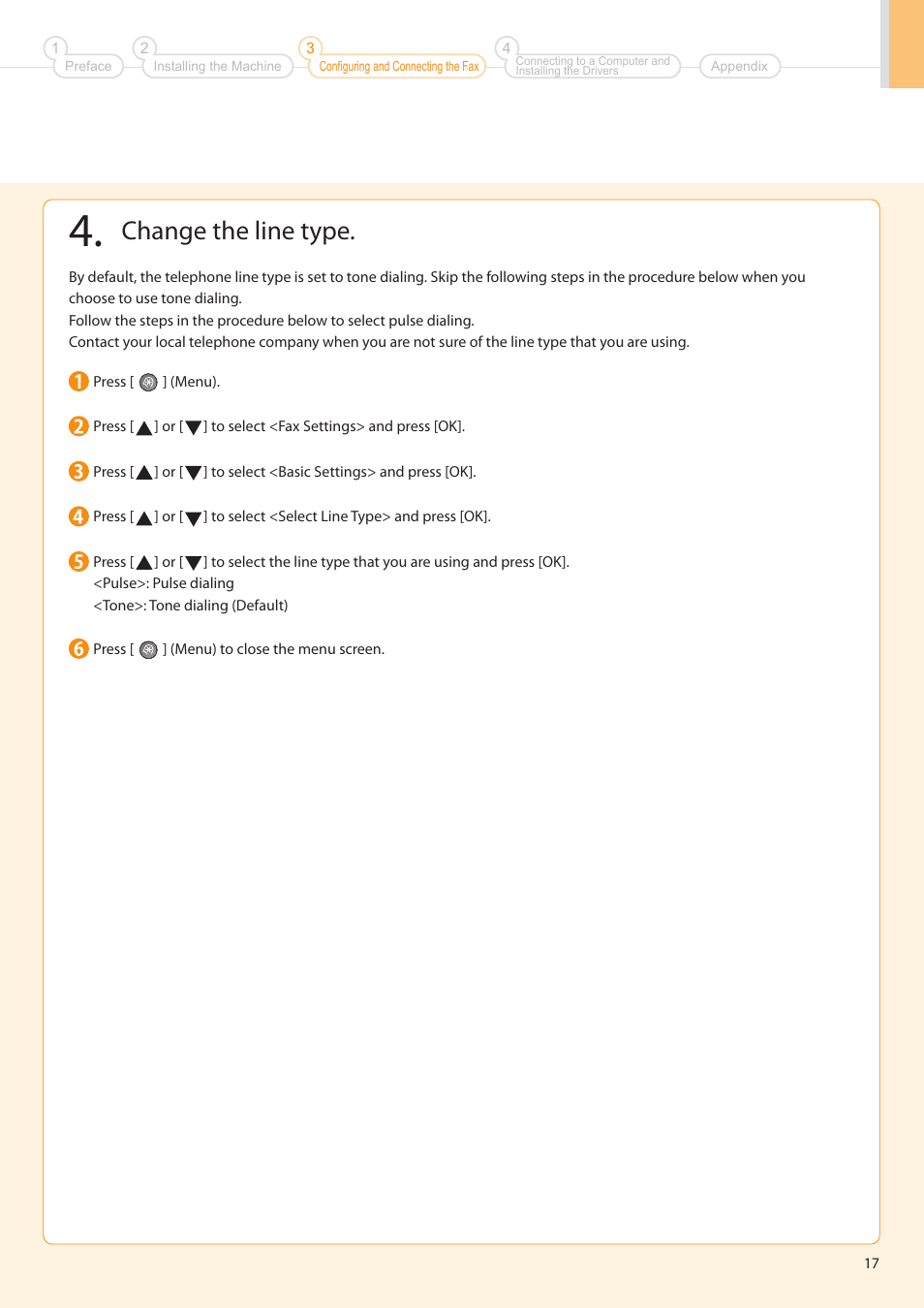 Change the line type | Canon imageCLASS MF5960dn User Manual | Page 17 / 36