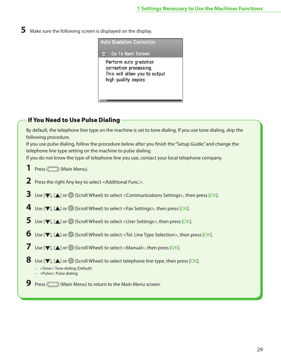 If you need to use pulse dialing | Canon Color imageCLASS MF9220Cdn User Manual | Page 31 / 64