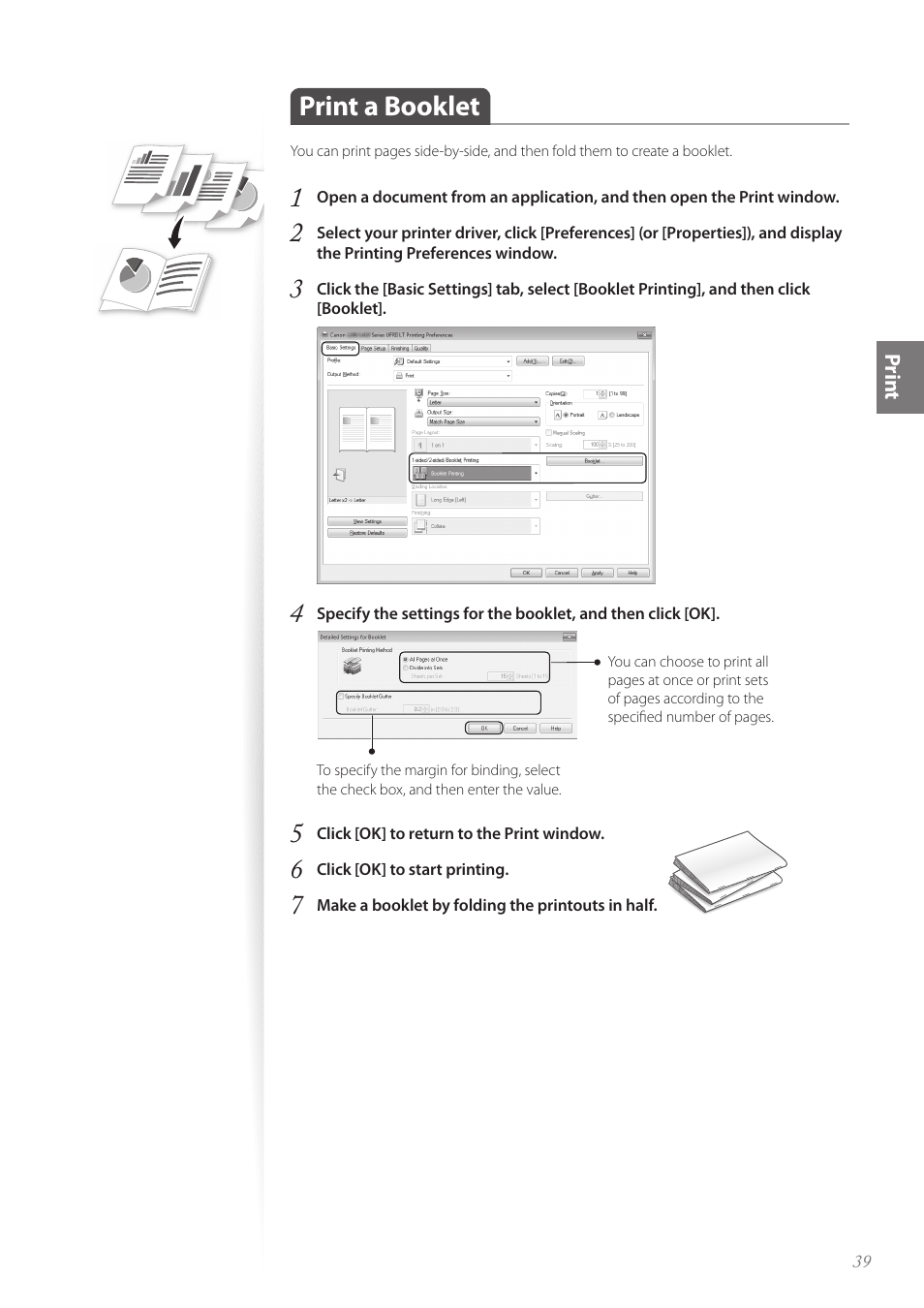 Print a booklet, Print a booklet ………………………………………………………… 39 | Canon imageCLASS D530 User Manual | Page 39 / 76