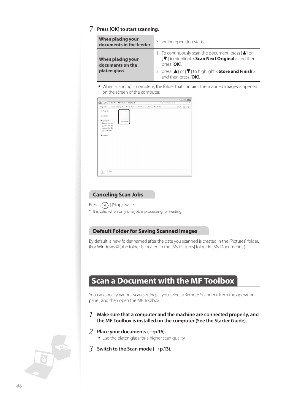 Scan a document with the mf toolbox | Canon imageCLASS D530 User Manual | Page 46 / 76