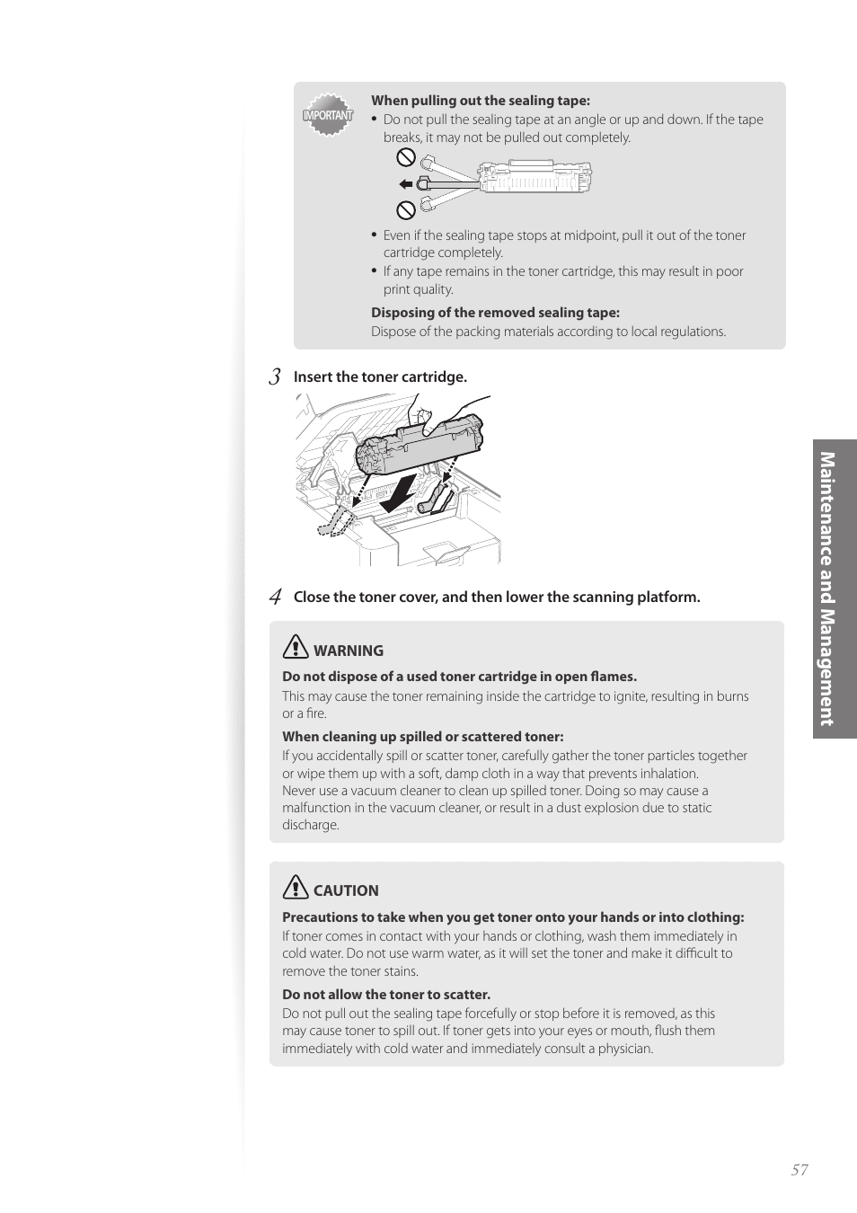 Mainte nance and m anage me nt | Canon imageCLASS D530 User Manual | Page 57 / 76