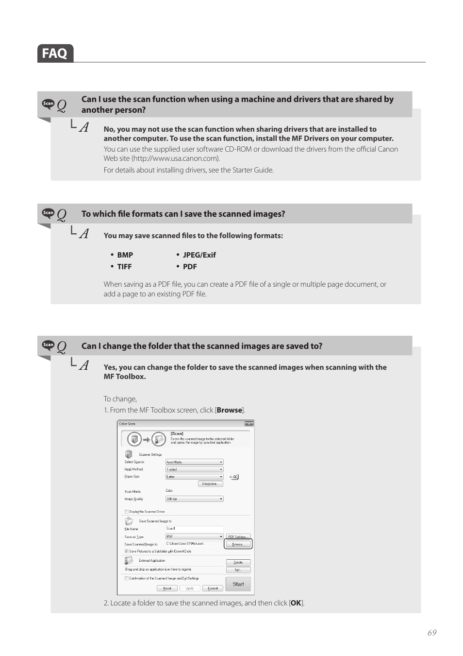 Faq …………………………………………………………………… 69, P.69 | Canon imageCLASS D530 User Manual | Page 69 / 76