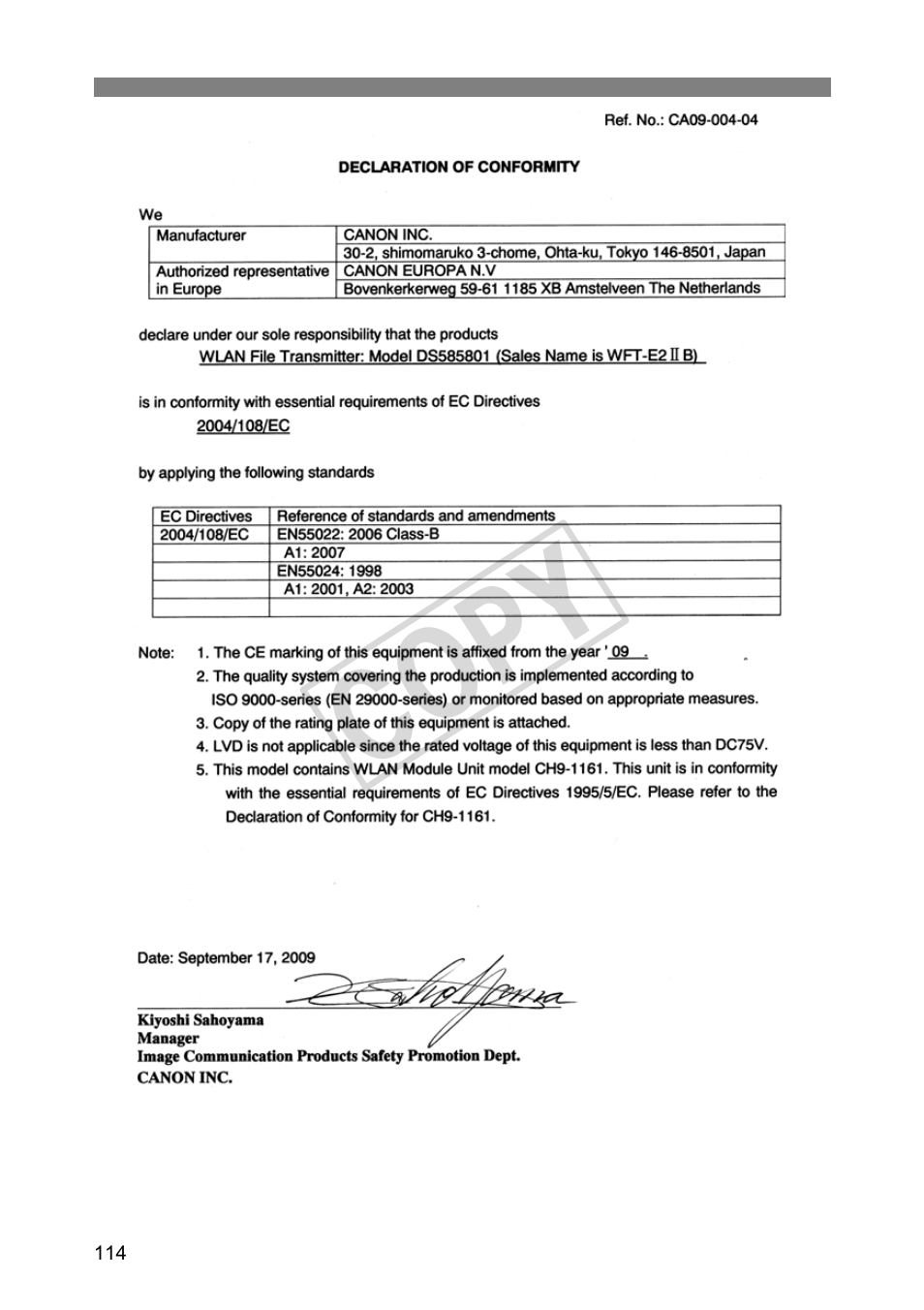 Cop y | Canon Wireless File Transmitter WFT-E2 II A User Manual | Page 114 / 120