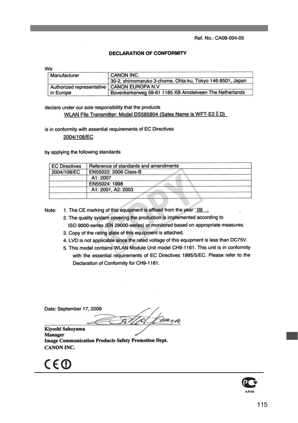 Cop y | Canon Wireless File Transmitter WFT-E2 II A User Manual | Page 115 / 120