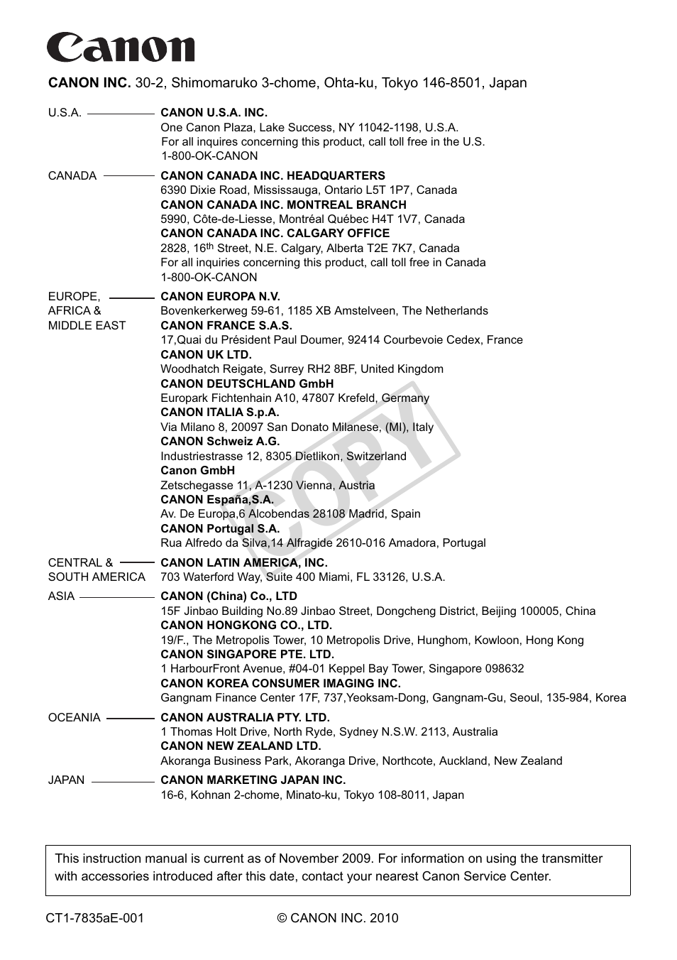 Cop y | Canon Wireless File Transmitter WFT-E2 II A User Manual | Page 120 / 120