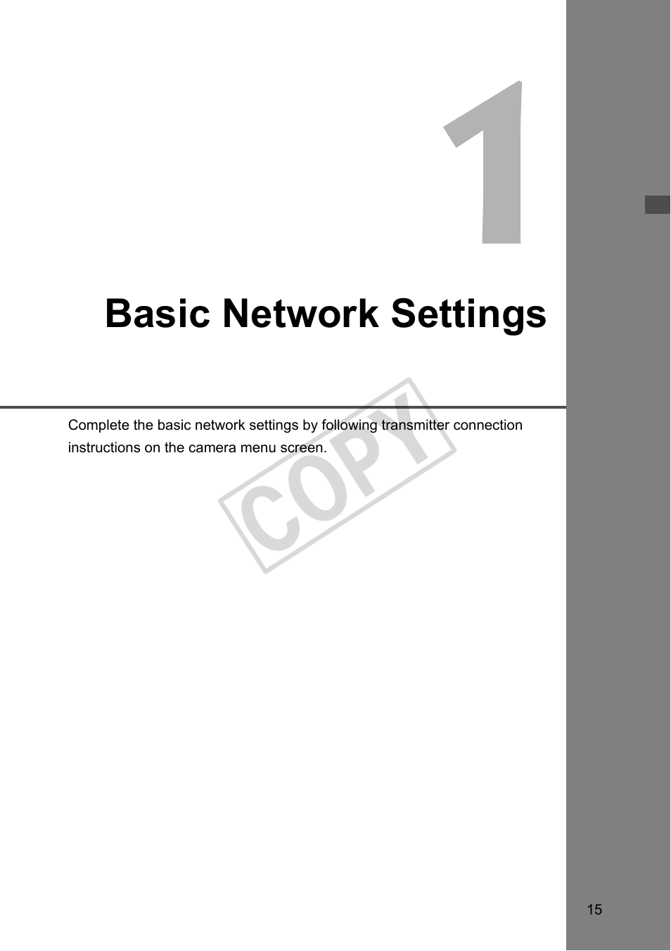 Basic network settings, 1 basic network settings (p.15), Cop y | Canon Wireless File Transmitter WFT-E2 II A User Manual | Page 15 / 120