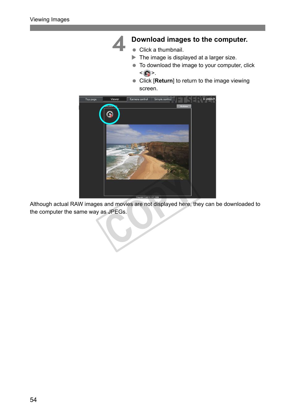 Cop y | Canon Wireless File Transmitter WFT-E2 II A User Manual | Page 54 / 120