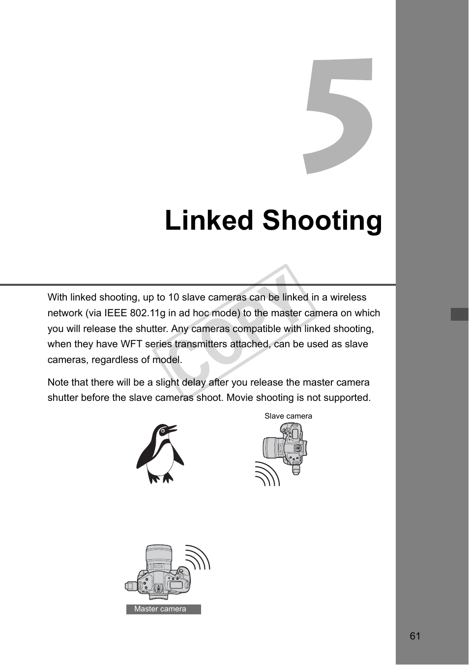 Linked shooting, 5 linked shooting (p.61), E 61. no | Cop y | Canon Wireless File Transmitter WFT-E2 II A User Manual | Page 61 / 120