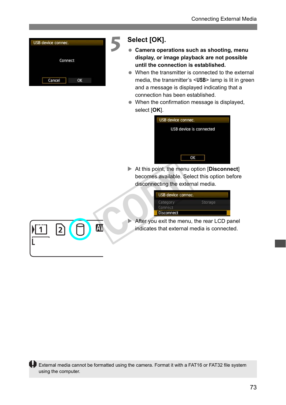 Cop y | Canon Wireless File Transmitter WFT-E2 II A User Manual | Page 73 / 120