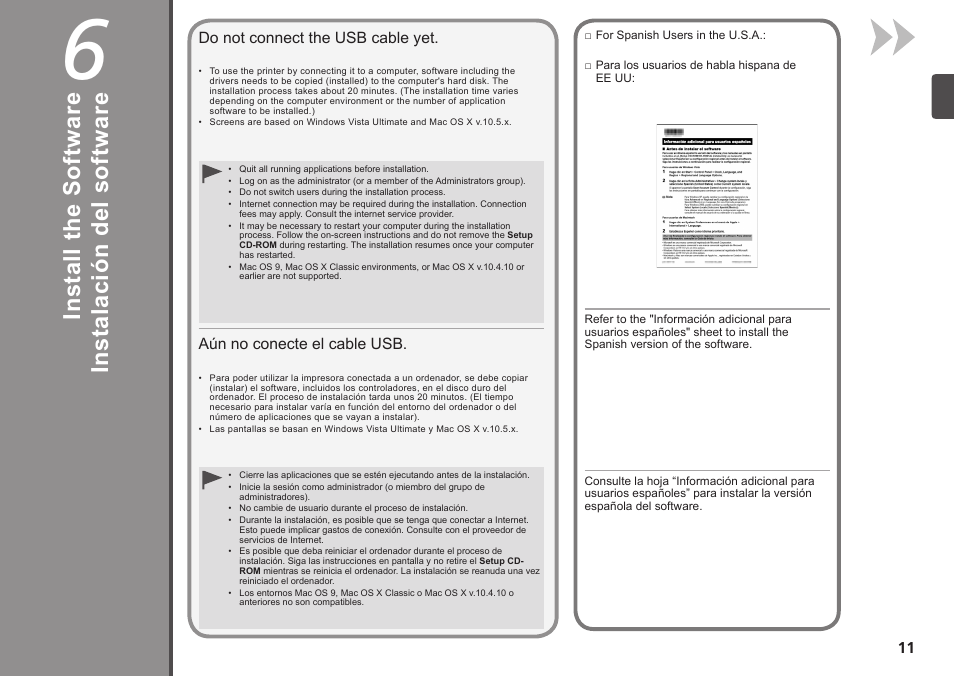 Install the software / instalación del software | Canon PIXMA iP2702 User Manual | Page 13 / 24