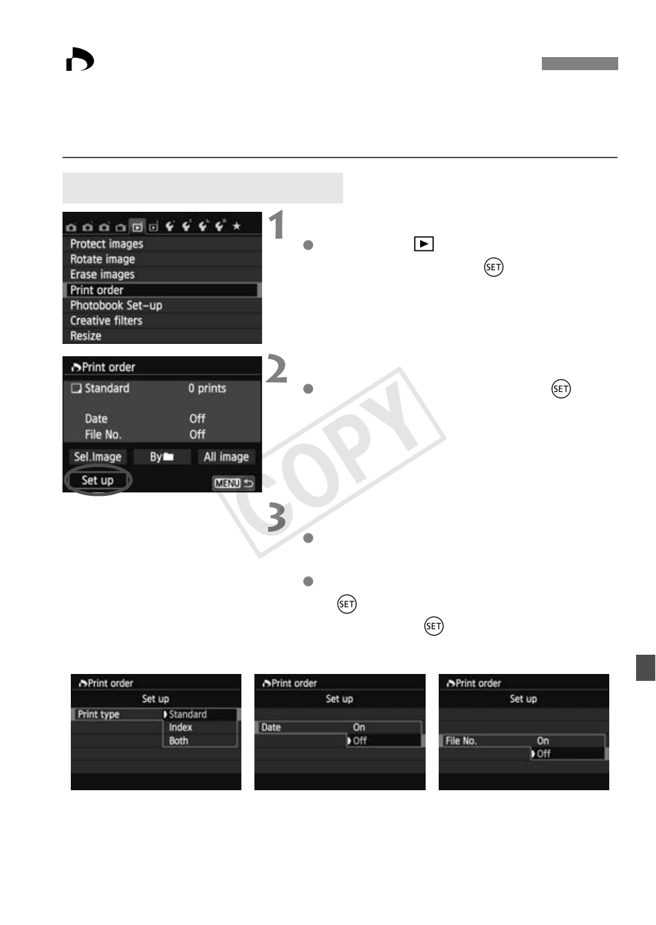 Cop y, W digital print order format (dpof) | Canon EOS Rebel T5i 18-55mm IS STM Lens Kit User Manual | Page 289 / 388