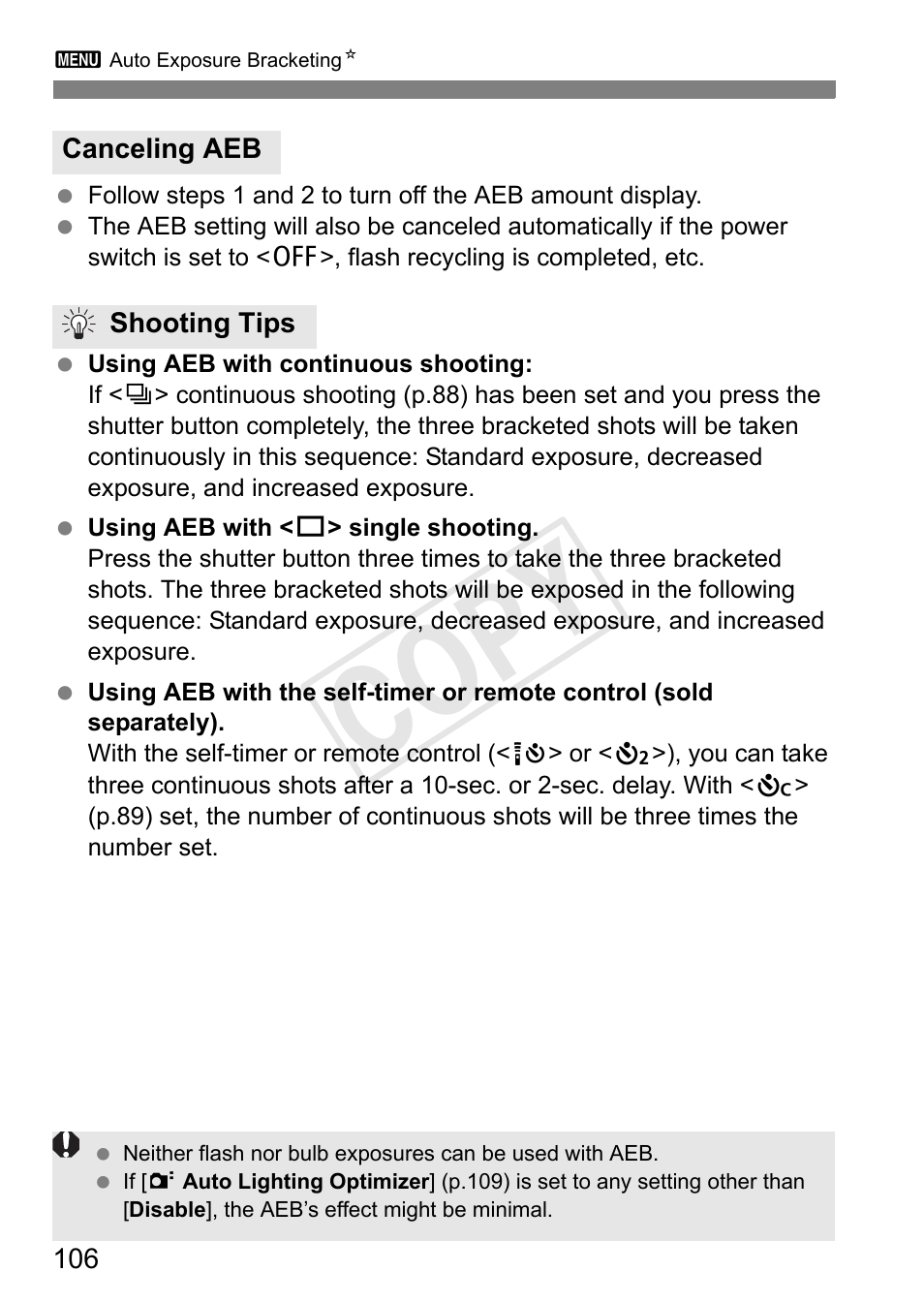 Cop y | Canon EOS Rebel T3i 18-55mm IS II Lens Kit User Manual | Page 106 / 324
