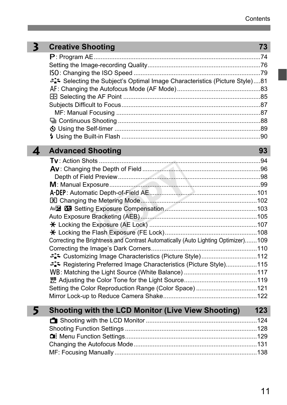 Cop y | Canon EOS Rebel T3i 18-55mm IS II Lens Kit User Manual | Page 11 / 324