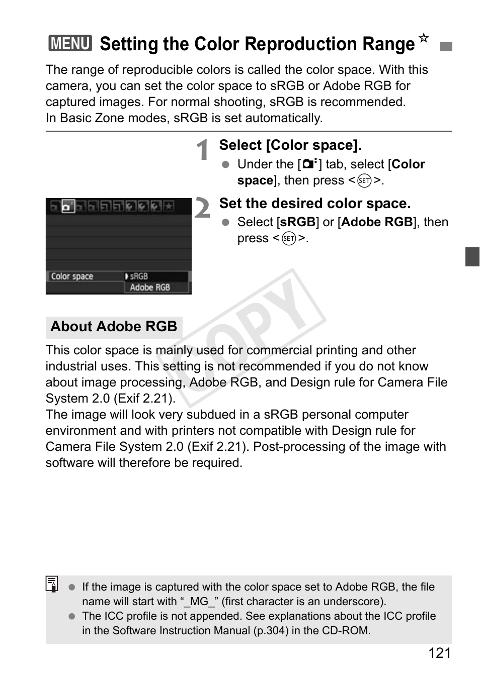 Cop y | Canon EOS Rebel T3i 18-55mm IS II Lens Kit User Manual | Page 121 / 324