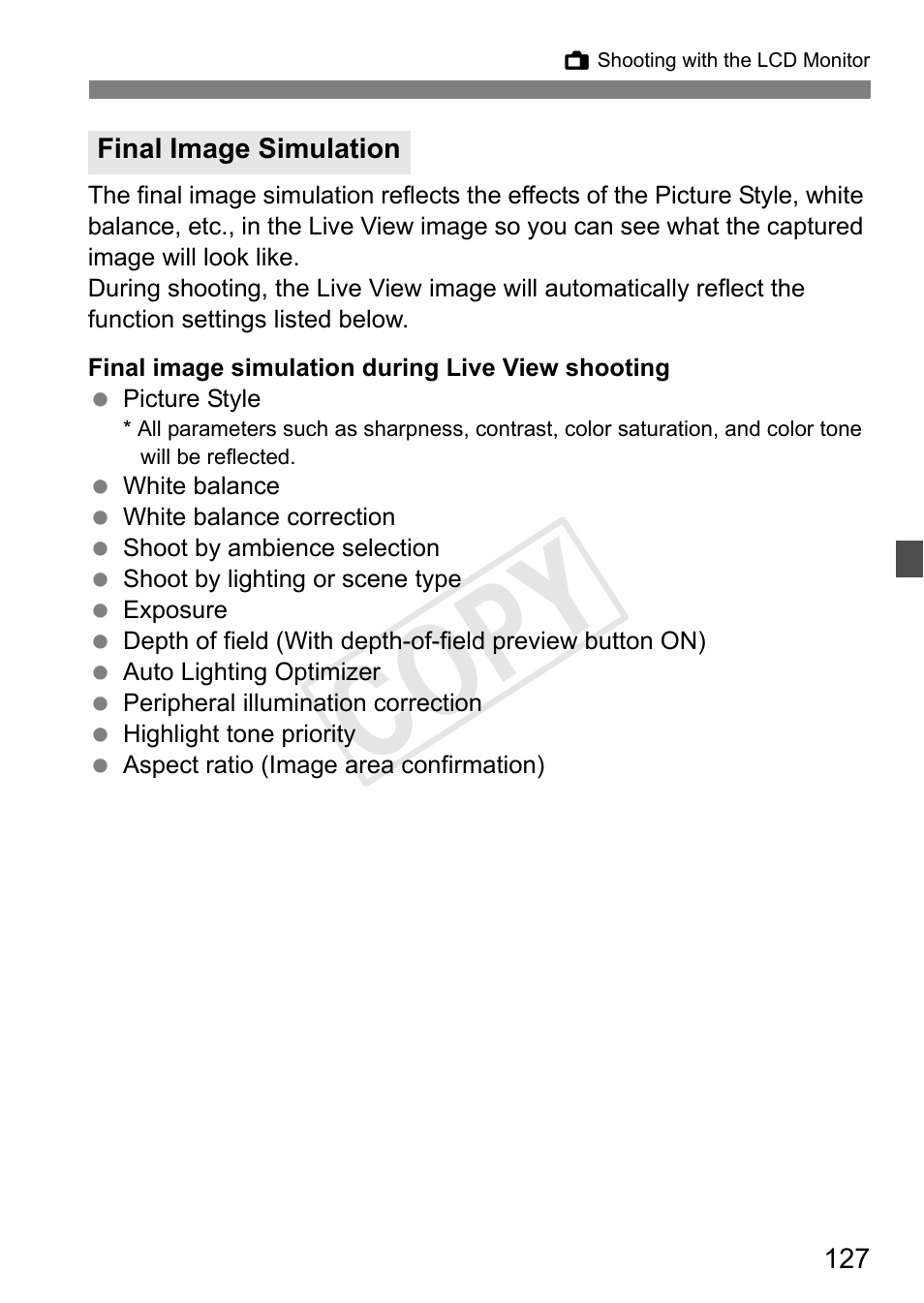 Cop y | Canon EOS Rebel T3i 18-55mm IS II Lens Kit User Manual | Page 127 / 324