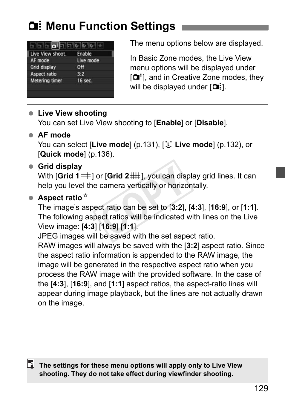 Cop y | Canon EOS Rebel T3i 18-55mm IS II Lens Kit User Manual | Page 129 / 324