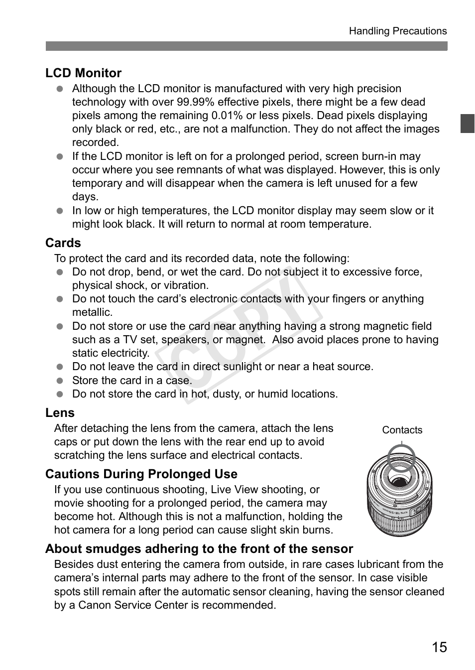 Cop y | Canon EOS Rebel T3i 18-55mm IS II Lens Kit User Manual | Page 15 / 324