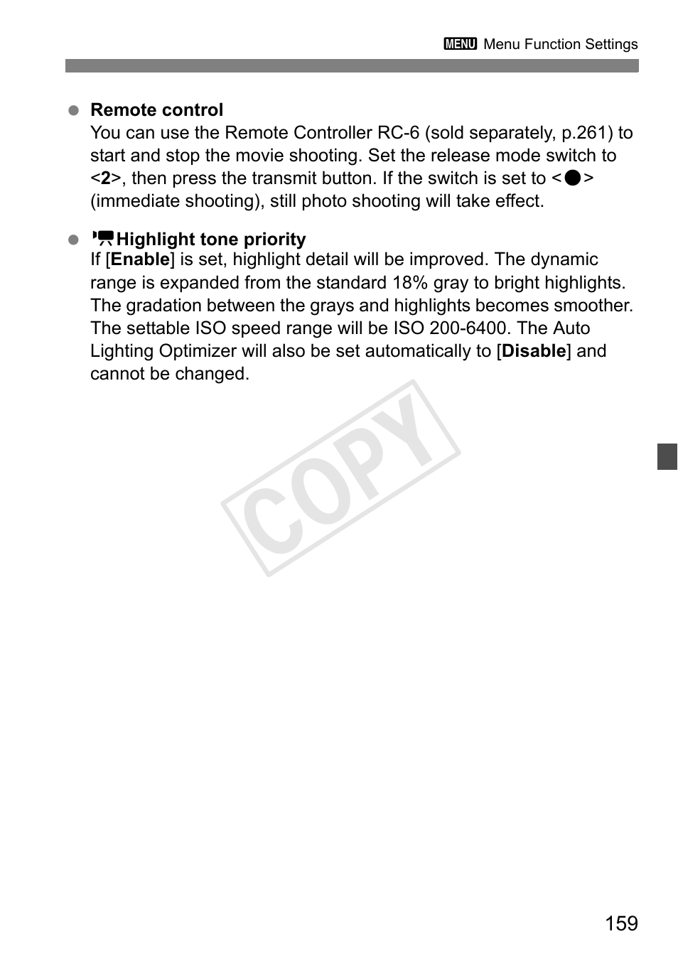 Cop y | Canon EOS Rebel T3i 18-55mm IS II Lens Kit User Manual | Page 159 / 324