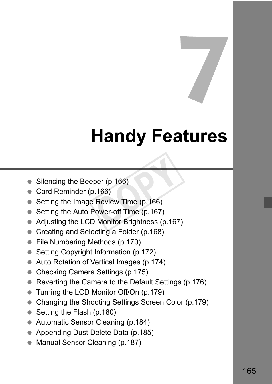 Cop y, Handy features | Canon EOS Rebel T3i 18-55mm IS II Lens Kit User Manual | Page 165 / 324