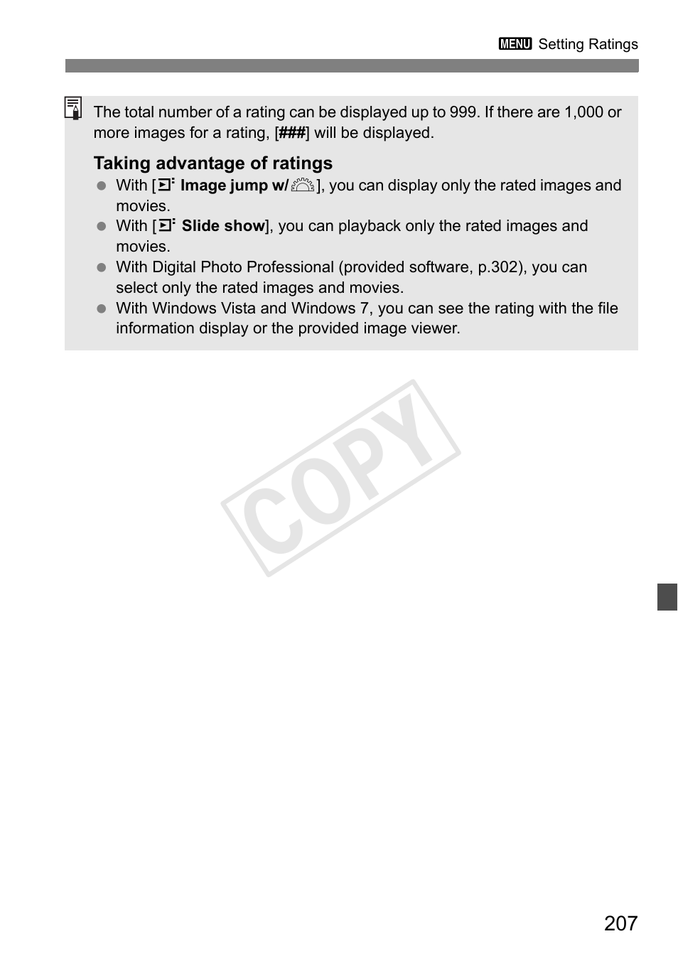 Cop y | Canon EOS Rebel T3i 18-55mm IS II Lens Kit User Manual | Page 207 / 324