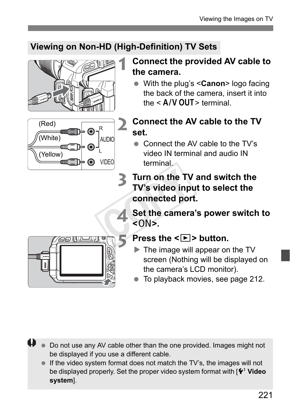 Cop y | Canon EOS Rebel T3i 18-55mm IS II Lens Kit User Manual | Page 221 / 324