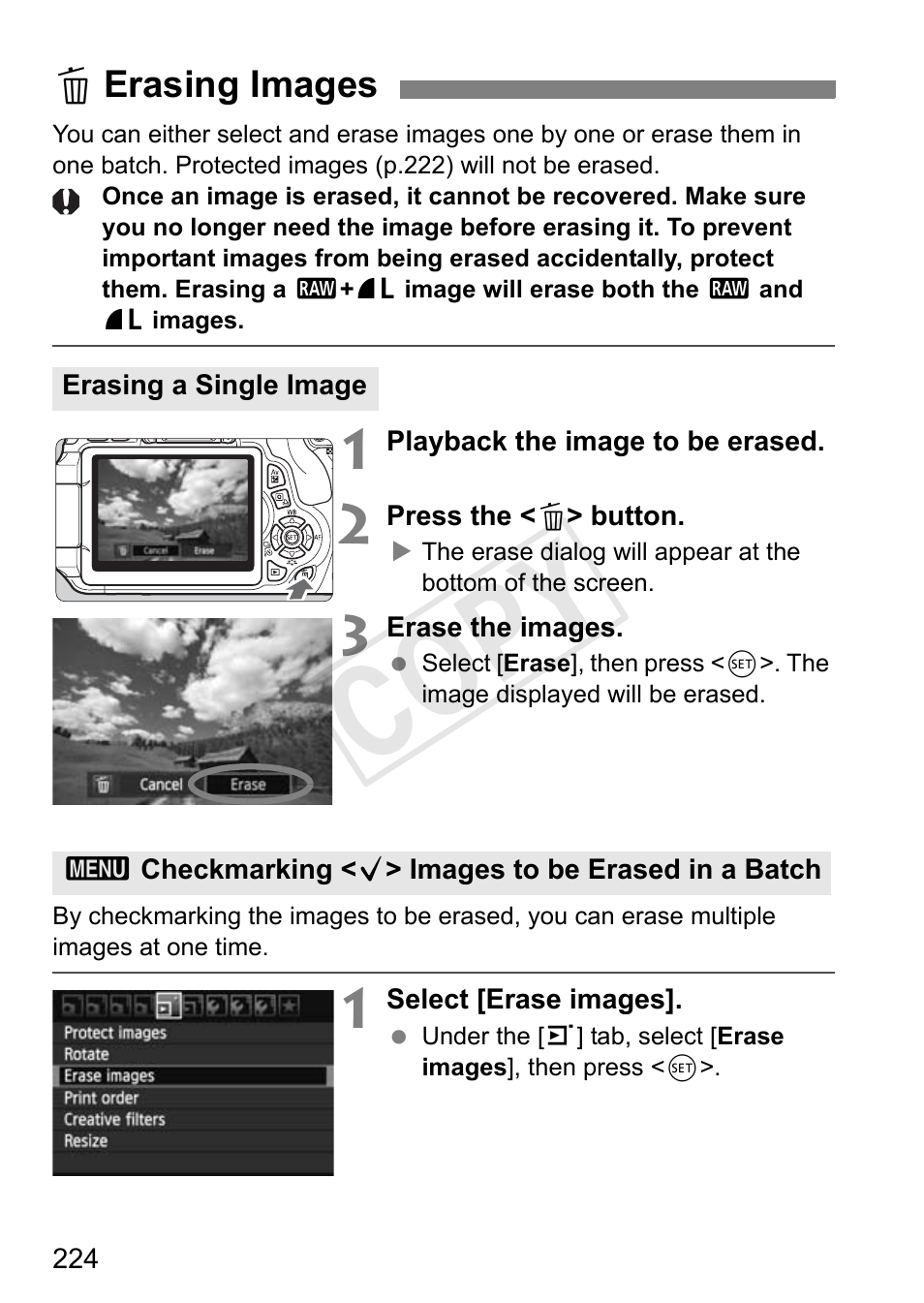 Cop y | Canon EOS Rebel T3i 18-55mm IS II Lens Kit User Manual | Page 224 / 324