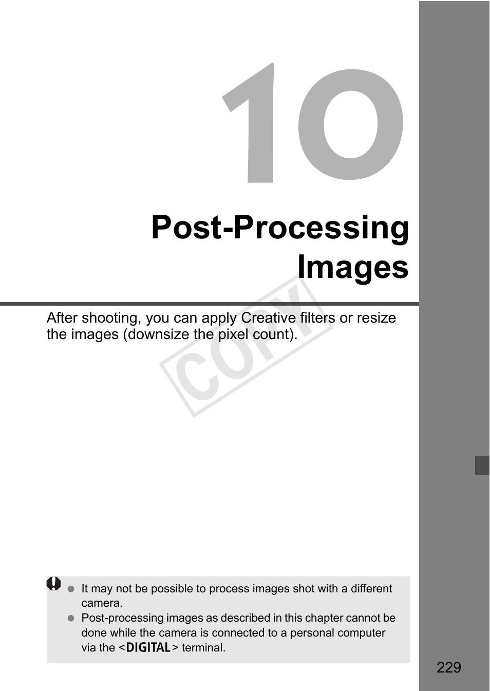 Cop y, Post-processing images | Canon EOS Rebel T3i 18-55mm IS II Lens Kit User Manual | Page 229 / 324