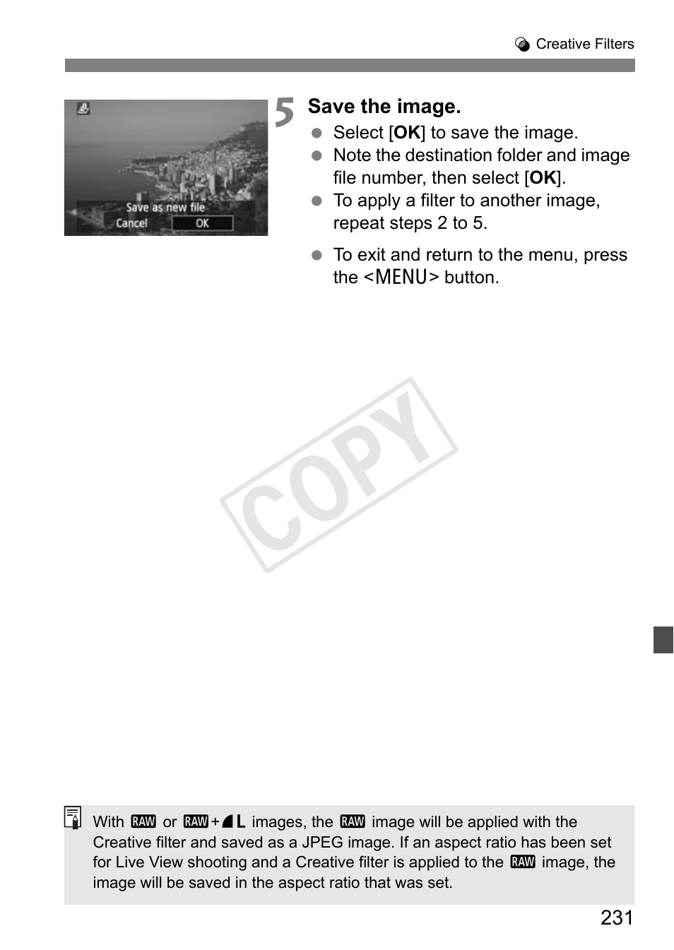 Cop y | Canon EOS Rebel T3i 18-55mm IS II Lens Kit User Manual | Page 231 / 324