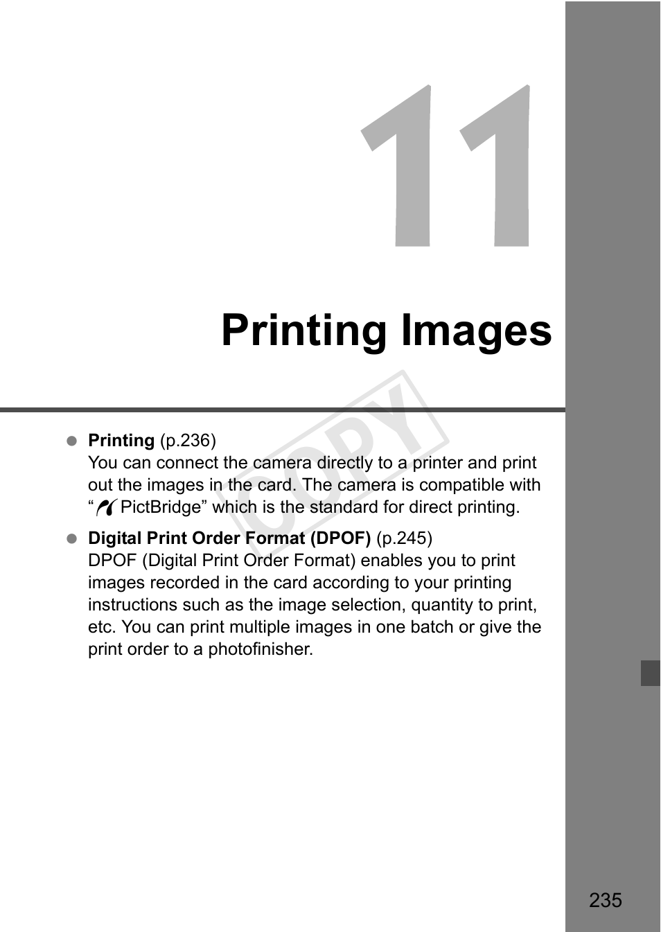 Cop y, Printing images | Canon EOS Rebel T3i 18-55mm IS II Lens Kit User Manual | Page 235 / 324