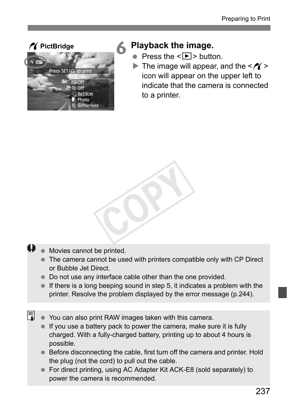 Cop y | Canon EOS Rebel T3i 18-55mm IS II Lens Kit User Manual | Page 237 / 324